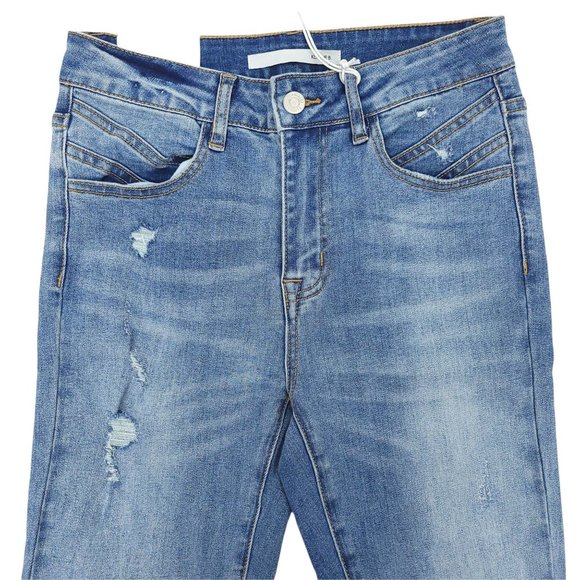 Klique B Skinny Ankle Jeans NEW Sz 5 Distressed Raw Hem Stretch Denim High Rise - Picture 8 of 10